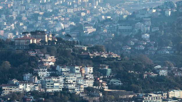 High angle view of buildings in town