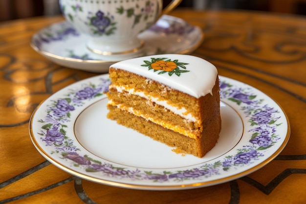 Foto vista ad alto angolo della torta nel piatto sul tavolo