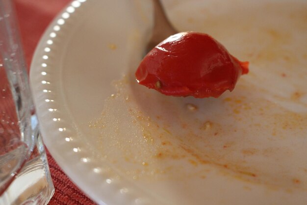 High angle view of cake in plate