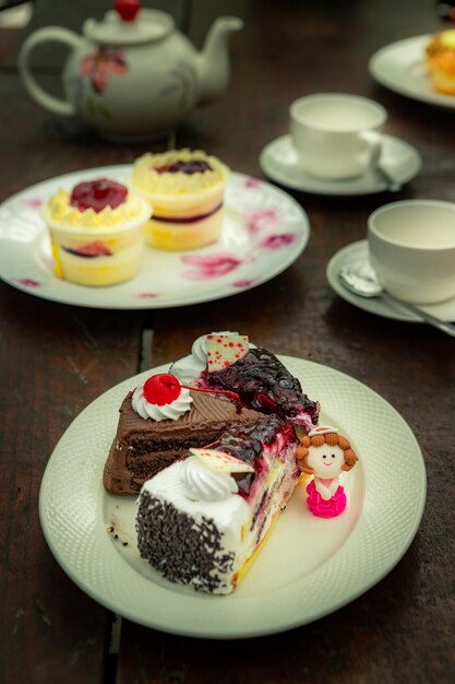 high angle view of cake served on table