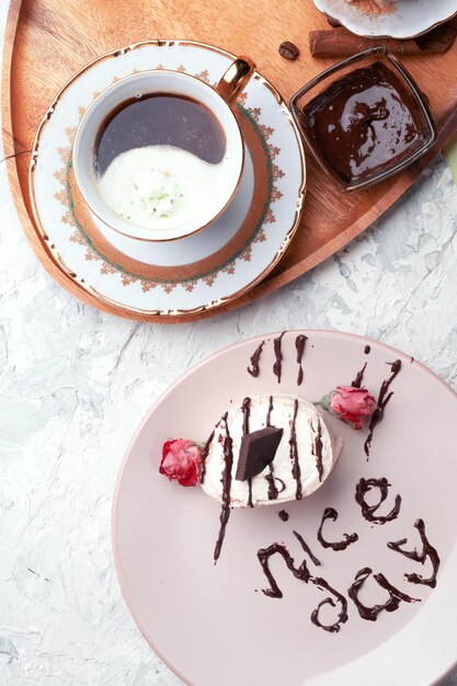 High angle view of cake on table