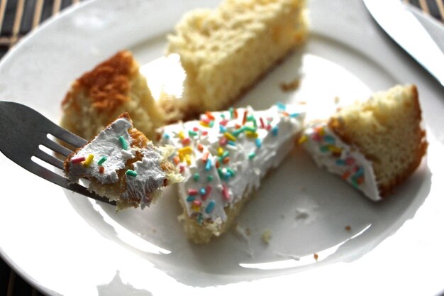 High angle view of cake on table