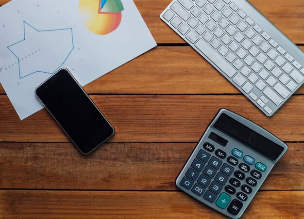 Photo high angle view of calculator on table