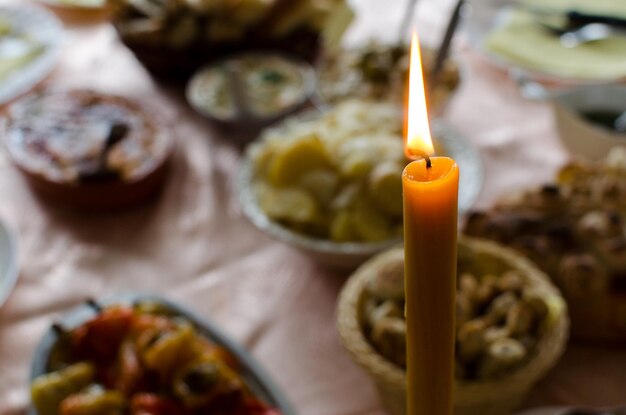 Photo high angle view of candle on table