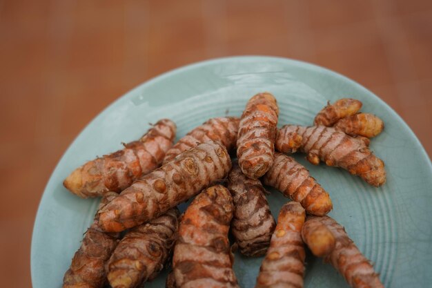 High angle view of carrots in plate on table