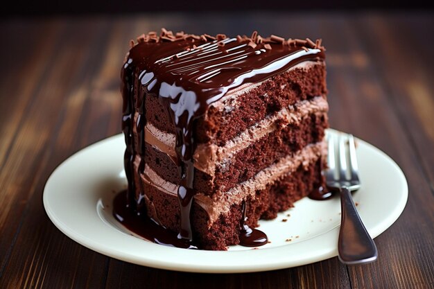 Foto vista ad alta angolazione della torta di cioccolato sul tavolo