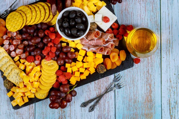 High angle view of chopped fruits on table