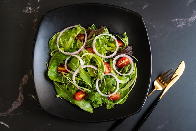 High angle view of chopped vegetables in bowl