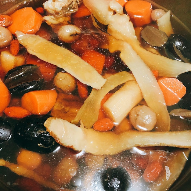 Photo high angle view of chopped vegetables in bowl