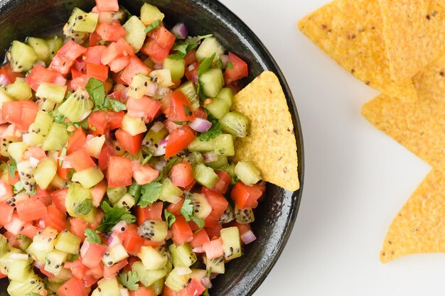 Photo high angle view of chopped vegetables in bowl