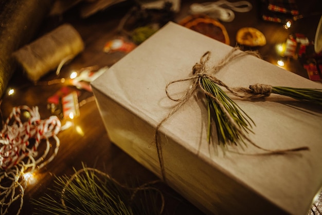 High angle view of christmas decoration on table
