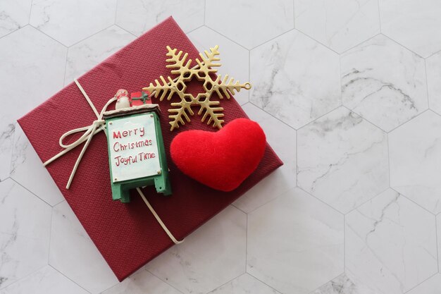 High angle view of christmas decoration on table