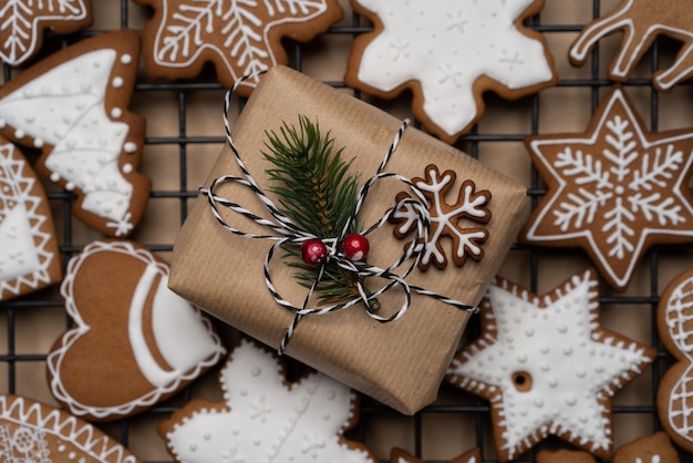 High angle view of christmas decoration on table