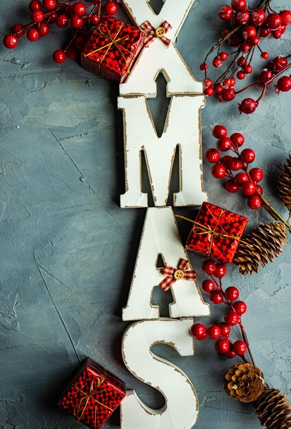 High angle view of christmas decorations on table