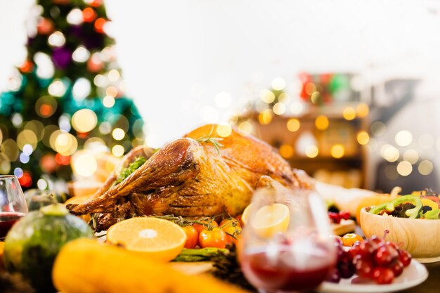 High angle view of christmas decorations on table