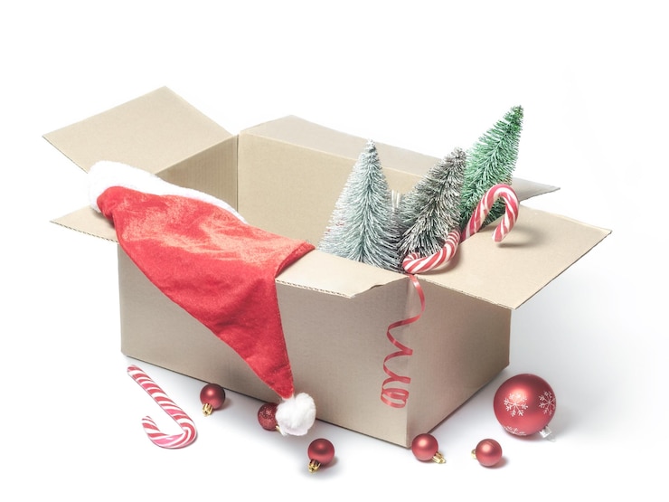 Photo high angle view of christmas decorations on white background