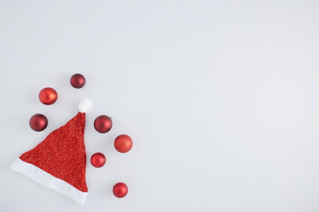 High angle view of christmas decorations on white background