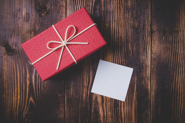 High angle view of christmas present on table