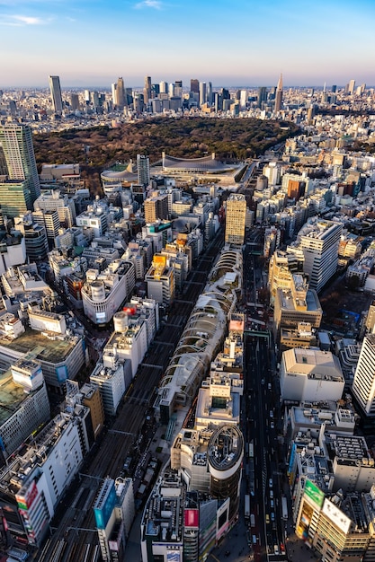 Photo high angle view of city buildings