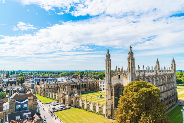 High angle view of the city of Cambridge, UK