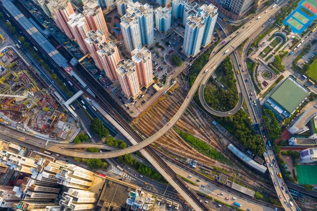 Photo high angle view of city street