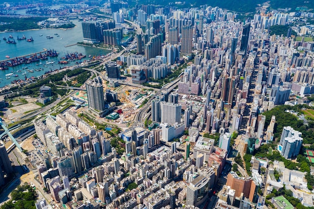 High angle view of city street