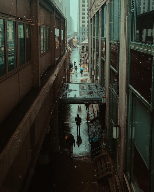 도시 거리의 높은 각도 뷰