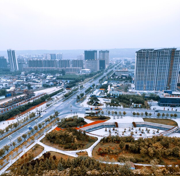 Photo high angle view of cityscape against clear sky