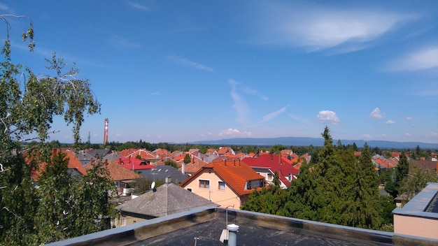 Foto vista ad alto angolo del paesaggio cittadino contro il cielo