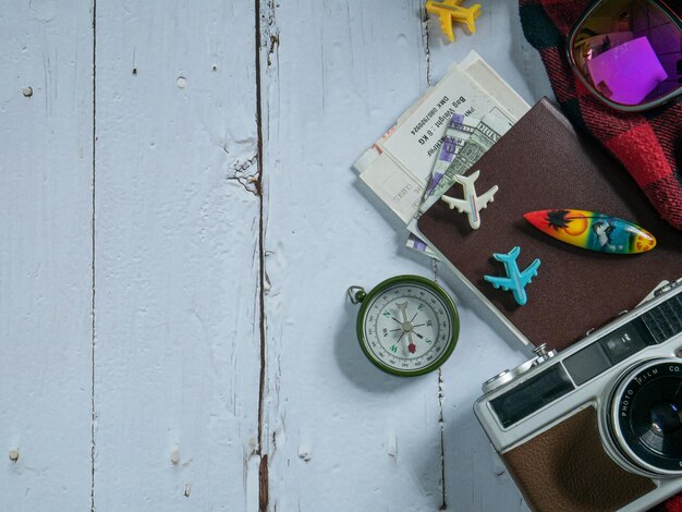 High angle view of clock on table