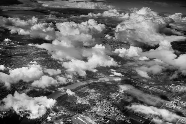 Photo high angle view of clouds over cityscape