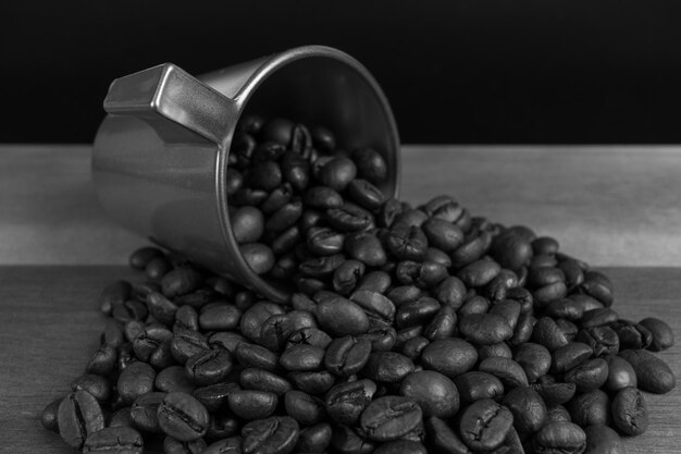 High angle view of coffee beans on table