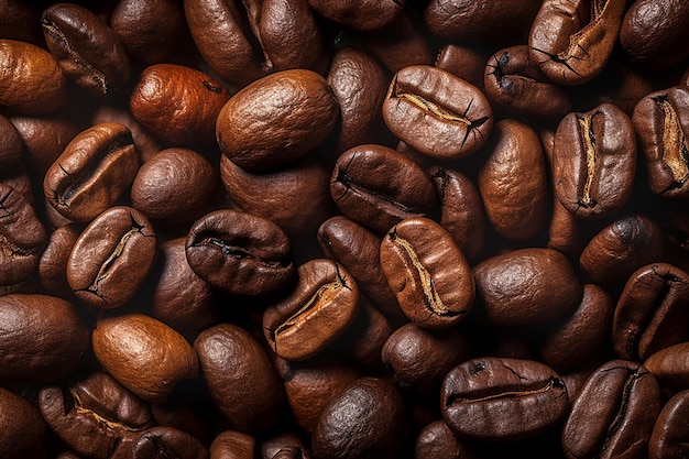 High angle view of coffee beans on white background