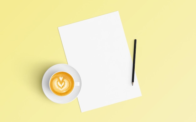 High angle view of coffee cup on table