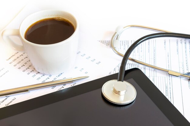 High angle view of coffee cup on table