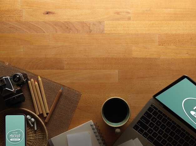 High angle view of coffee cup on table