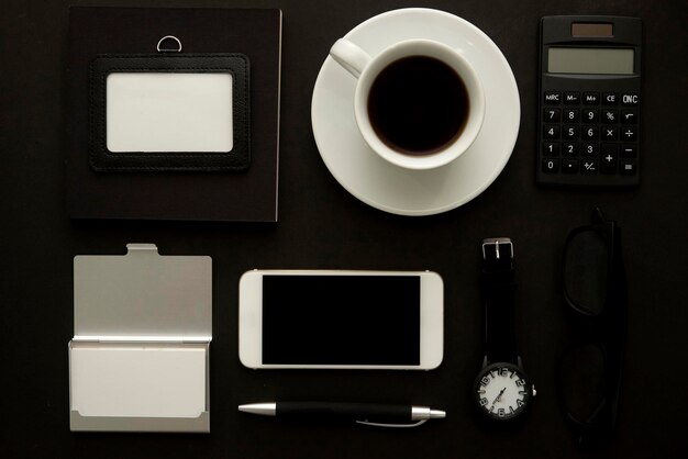 Photo high angle view of coffee cup on table