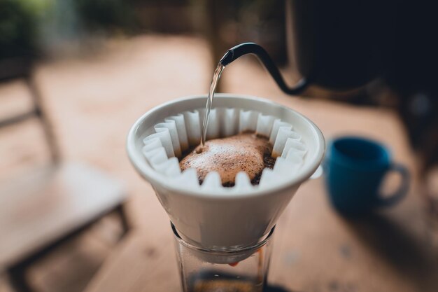 High angle view of coffee cup on table