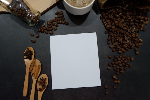 High angle view of coffee cup on table