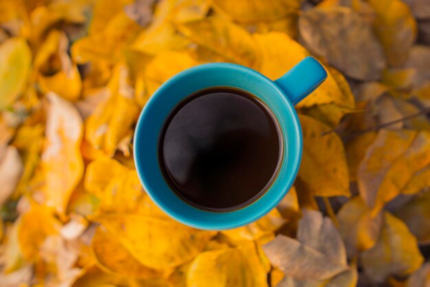 High angle view of coffee cup