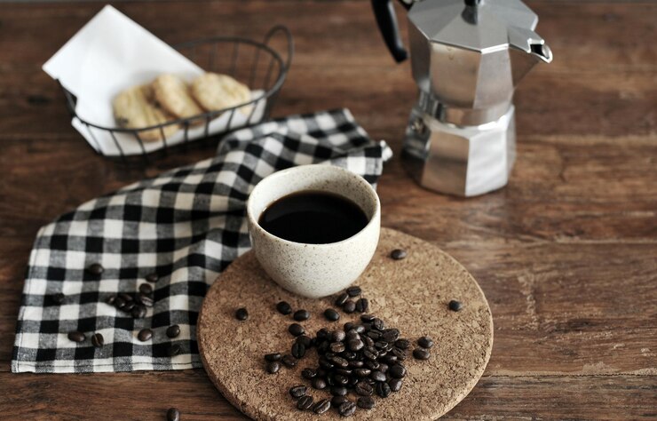 Photo コーヒーカップの高角度のビュー