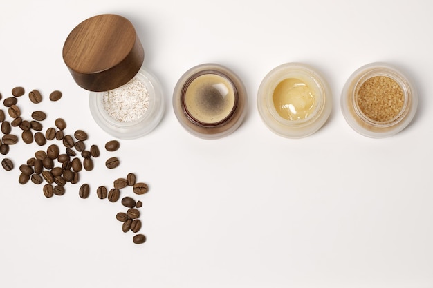 High angle view of coffee cups on table