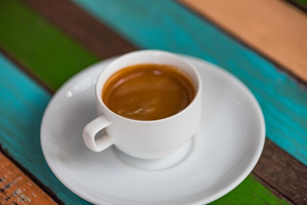 High angle view of coffee on table