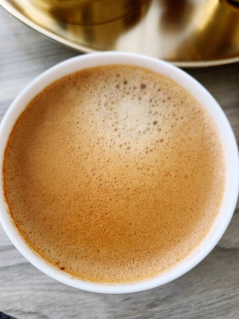 High angle view of coffee on table