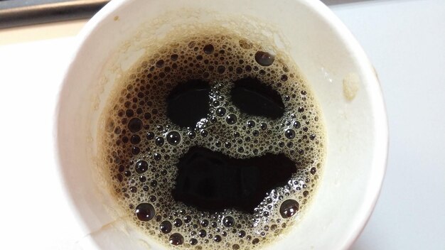 High angle view of coffee on table