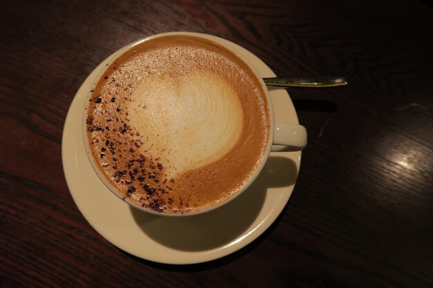 High angle view of coffee on table