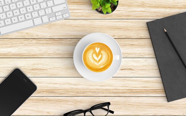 Photo high angle view of coffee on table