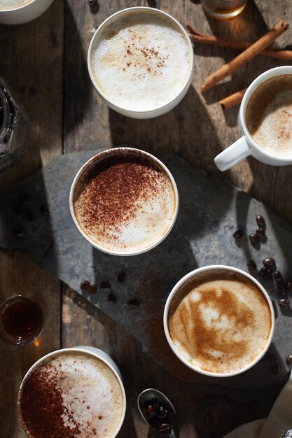 Photo high angle view of coffee on table