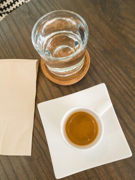 High angle view of coffee on table