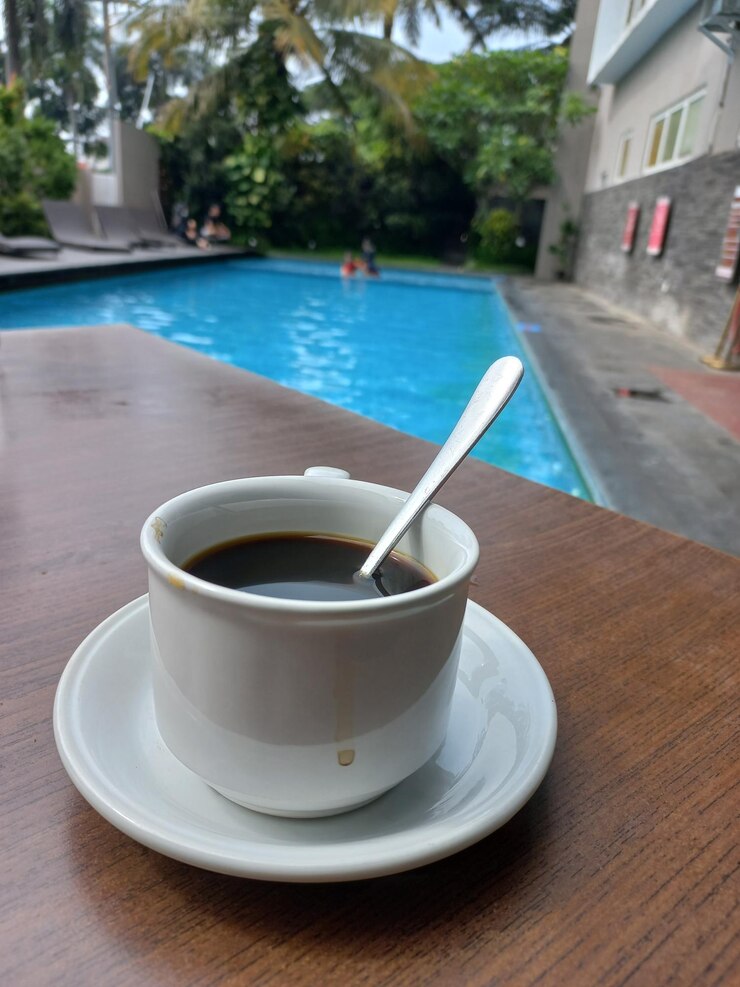 Photo high angle view of coffee on table